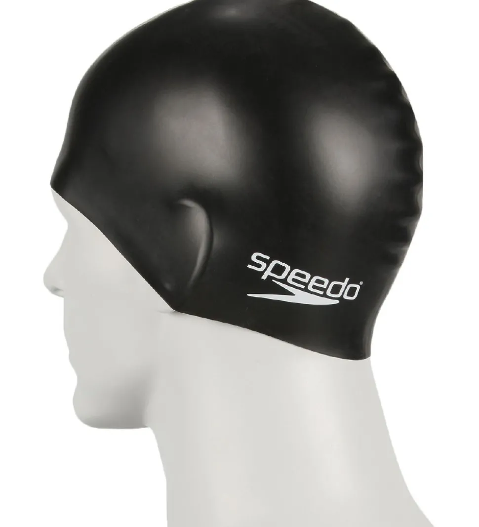 Speedo Badehætte - Junior Plain Moulded Silicone Cap - Sort