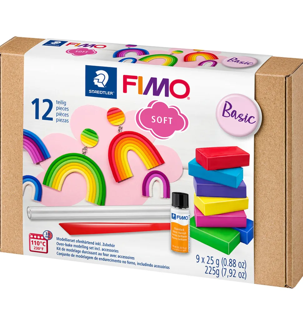 Staedtler FIMO Modellervoks m. Værktøj - Soft - 12 Dele - 9x25 g