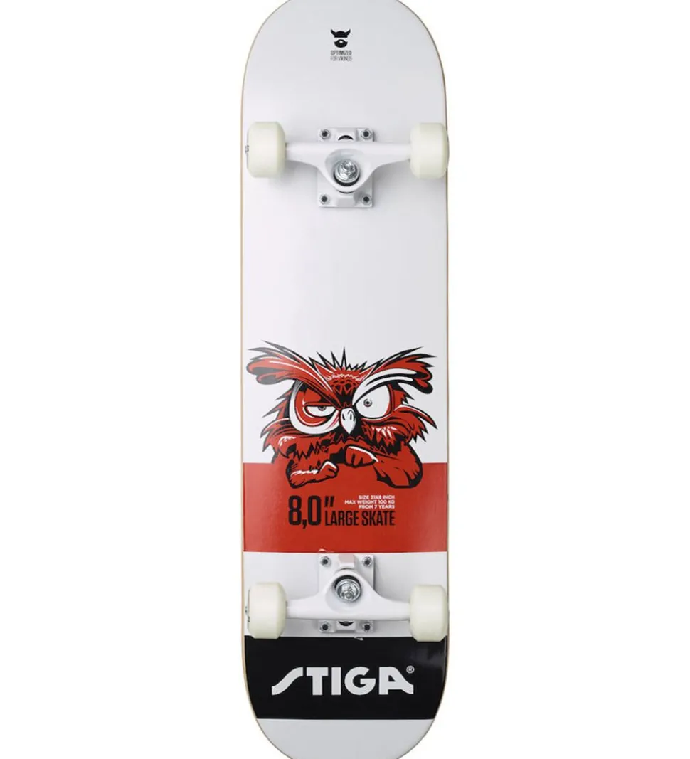 Stiga Skateboard - 8.0 - Hvid m. Ugle