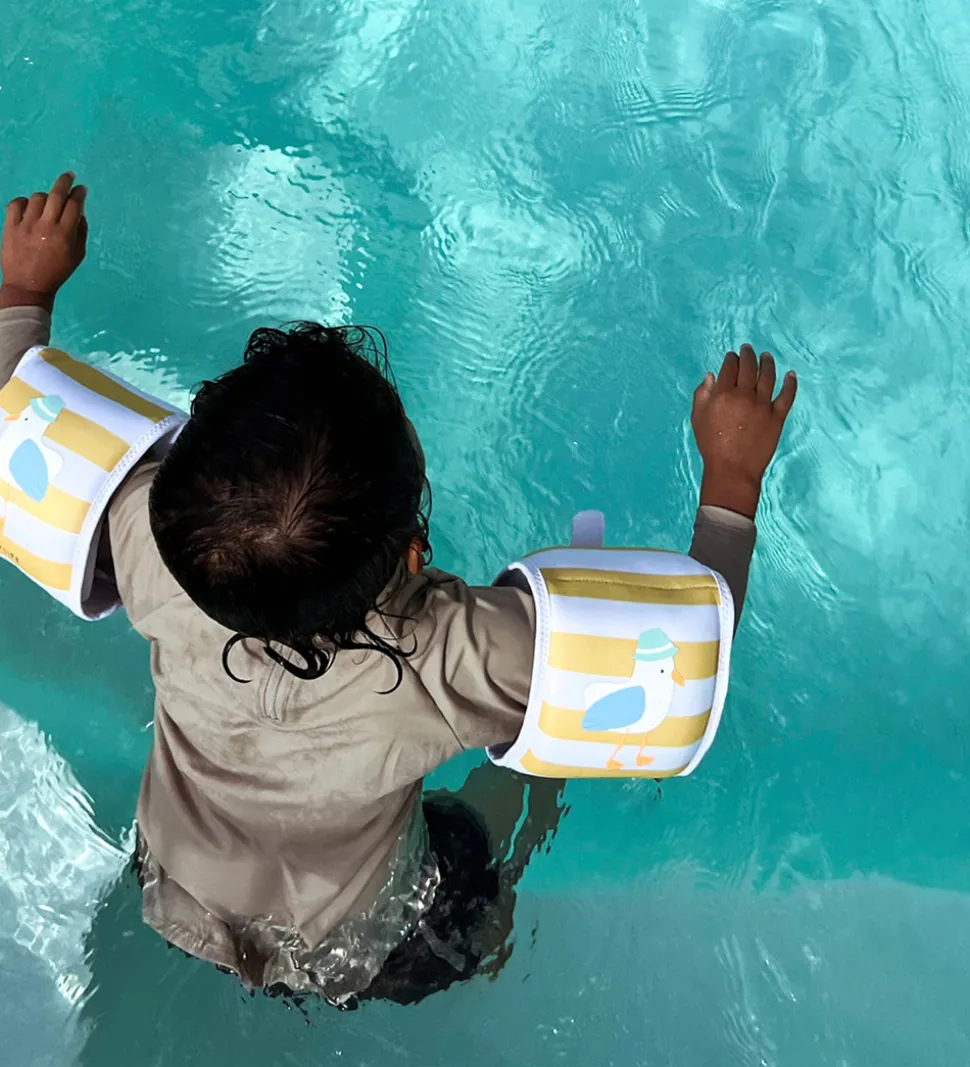 SunnyLife Badevinger - 3-6 år - Sid The Seagull - Mustard Stripe