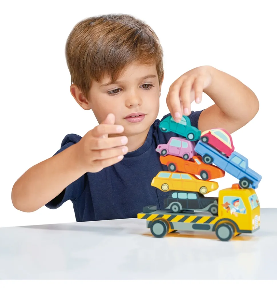 Tender Leaf Trælegetøj - Stablebiler - Biltransport