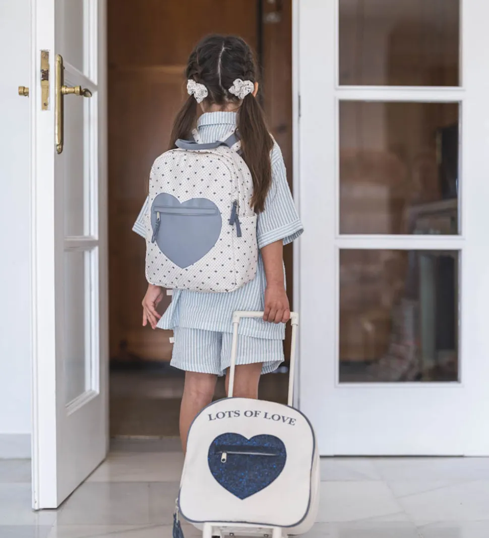 That's Mine Rejsekuffert - Tris - Birch m. Blå Glitter Hjerte