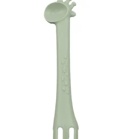 Tiny Tot Bestik - Ske/Gaffel - Silikone - Støvet Grøn