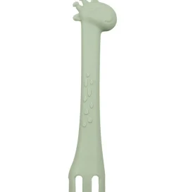 Tiny Tot Bestik - Ske/Gaffel - Silikone - Støvet Grøn