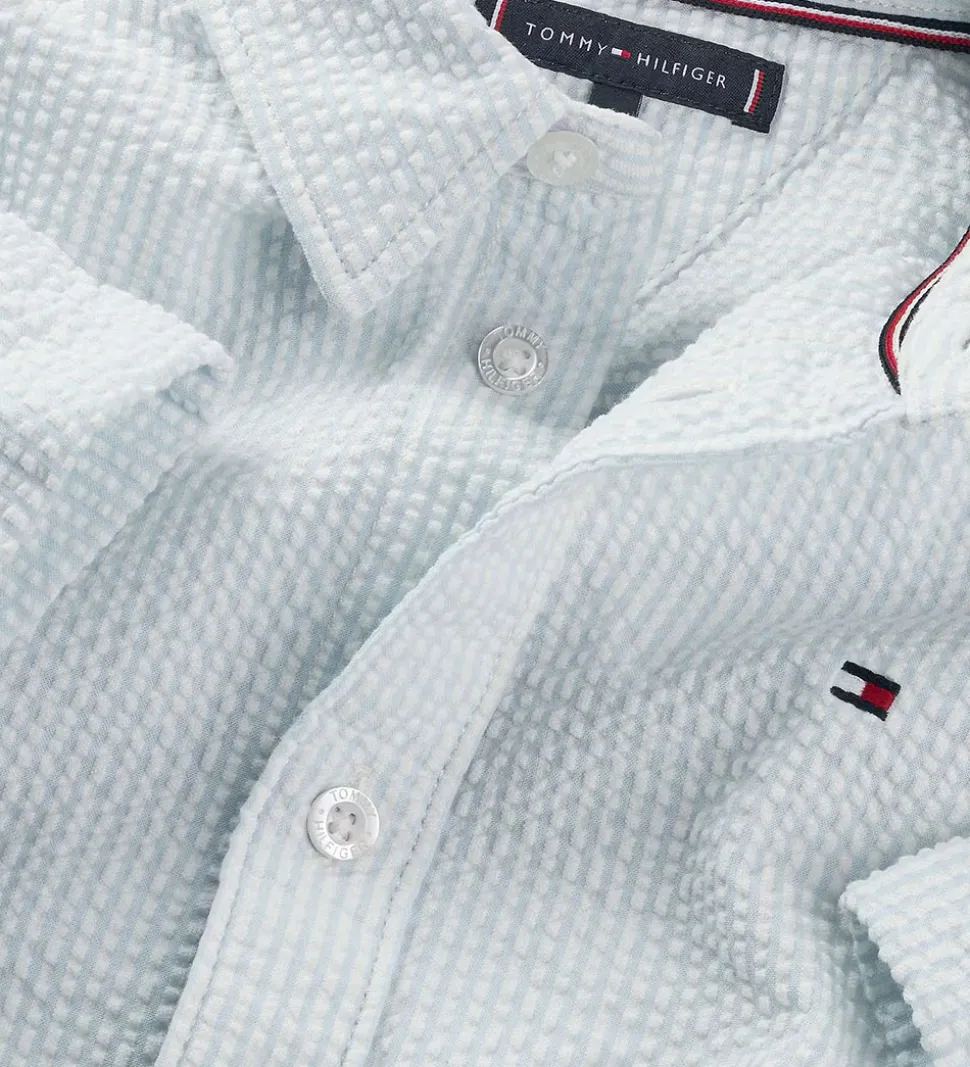 Tommy Hilfiger Skjorte - Seersucker - Breezy Blue White Stripe