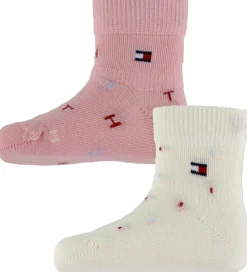 Tommy Hilfiger Strømper - 2-pak - Rosa/Hvid m. Print
