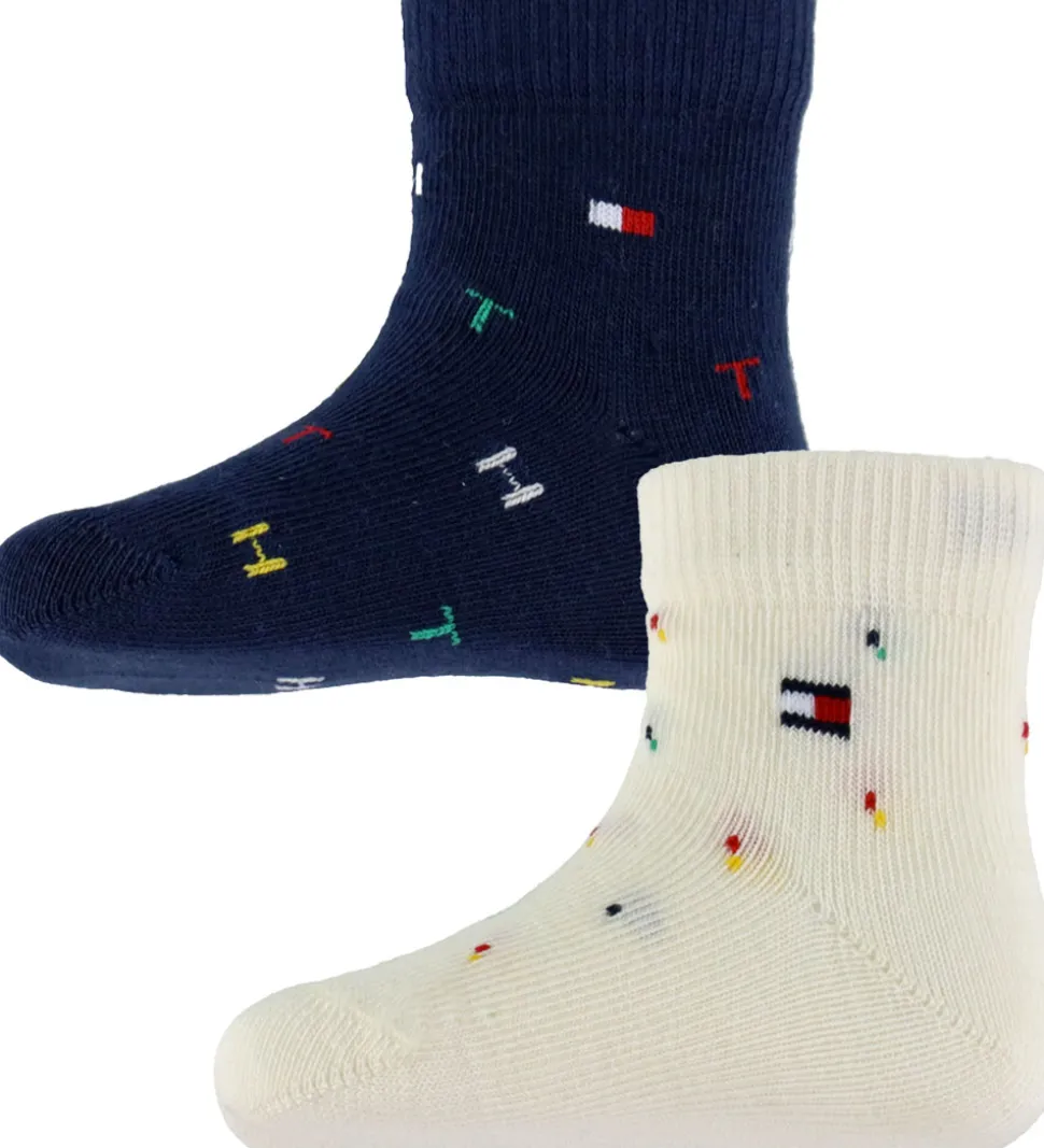 Tommy Hilfiger Strømper - 2-pak - Tommy Original/Hvid m. Print