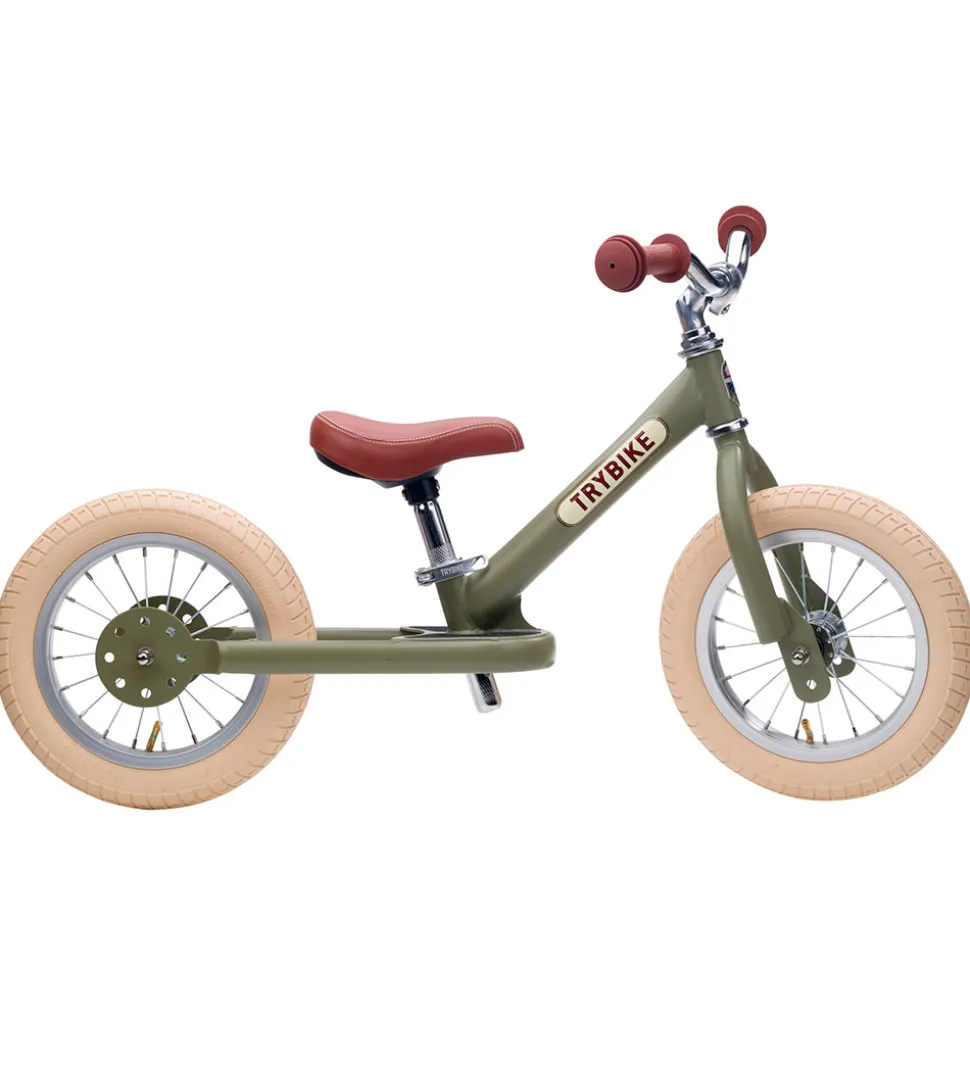 TryBike Løbecykel - Steel - Vintage Edition - Støvet Grøn