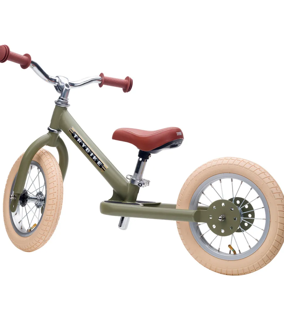 TryBike Løbecykel - Steel - Vintage Edition - Støvet Grøn