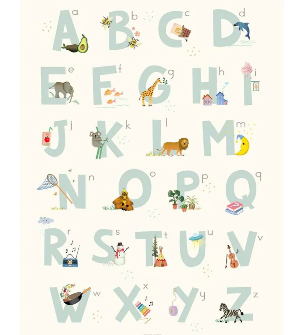 Vissevasse Plakat - 30x40 - Alphabet Blue English