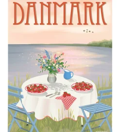 Vissevasse Plakat - 15x21 cm - Danmark - Jordbær