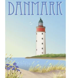 Vissevasse Plakat - 50x70 cm - Danmark - Hvidt Fyrtårn